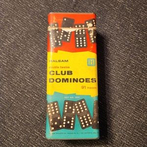 Vintage Club Dominoes Double Twelve Halsam 91 pieces Black Complete Set